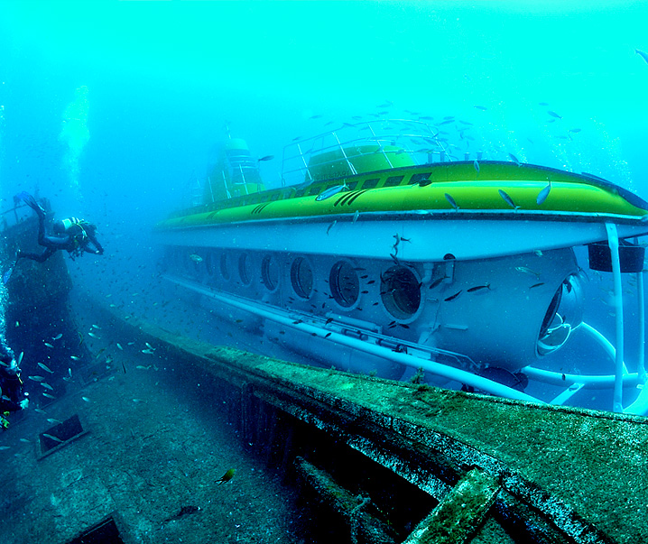 submarine under water